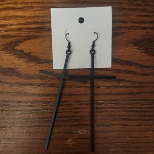 Black Cross Drop Earrings - Women Jewelry Earrings